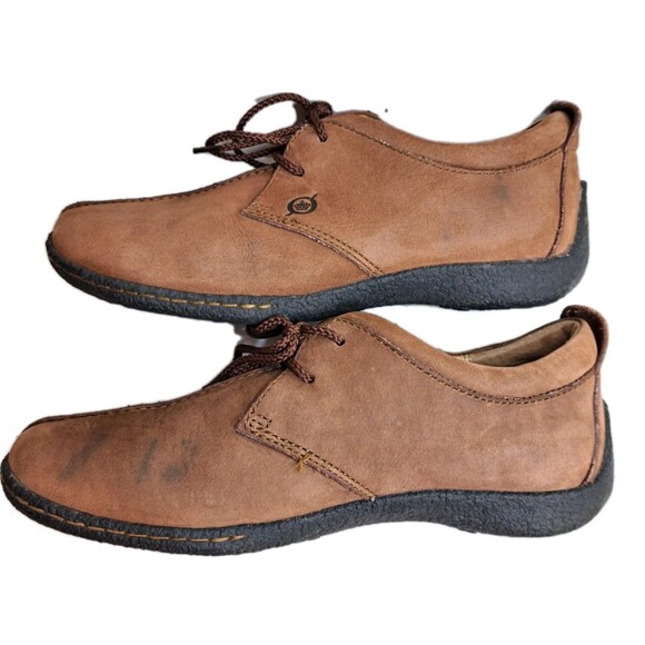 Born Brown Leather Lace Up Nubuck Boots Women's Shoes Size 7.5M - Picture 2 of 9